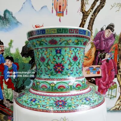 Bình hoa họa tiết Chim Trĩ Hoa Phù Dung